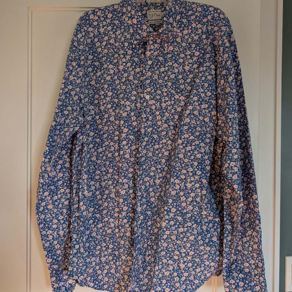 J Crew slim fit shirt in size large features a Liberty print floral pattern